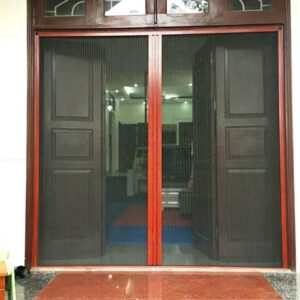 Cửa Lưới Dạng Xếp Màu Vân Gỗ